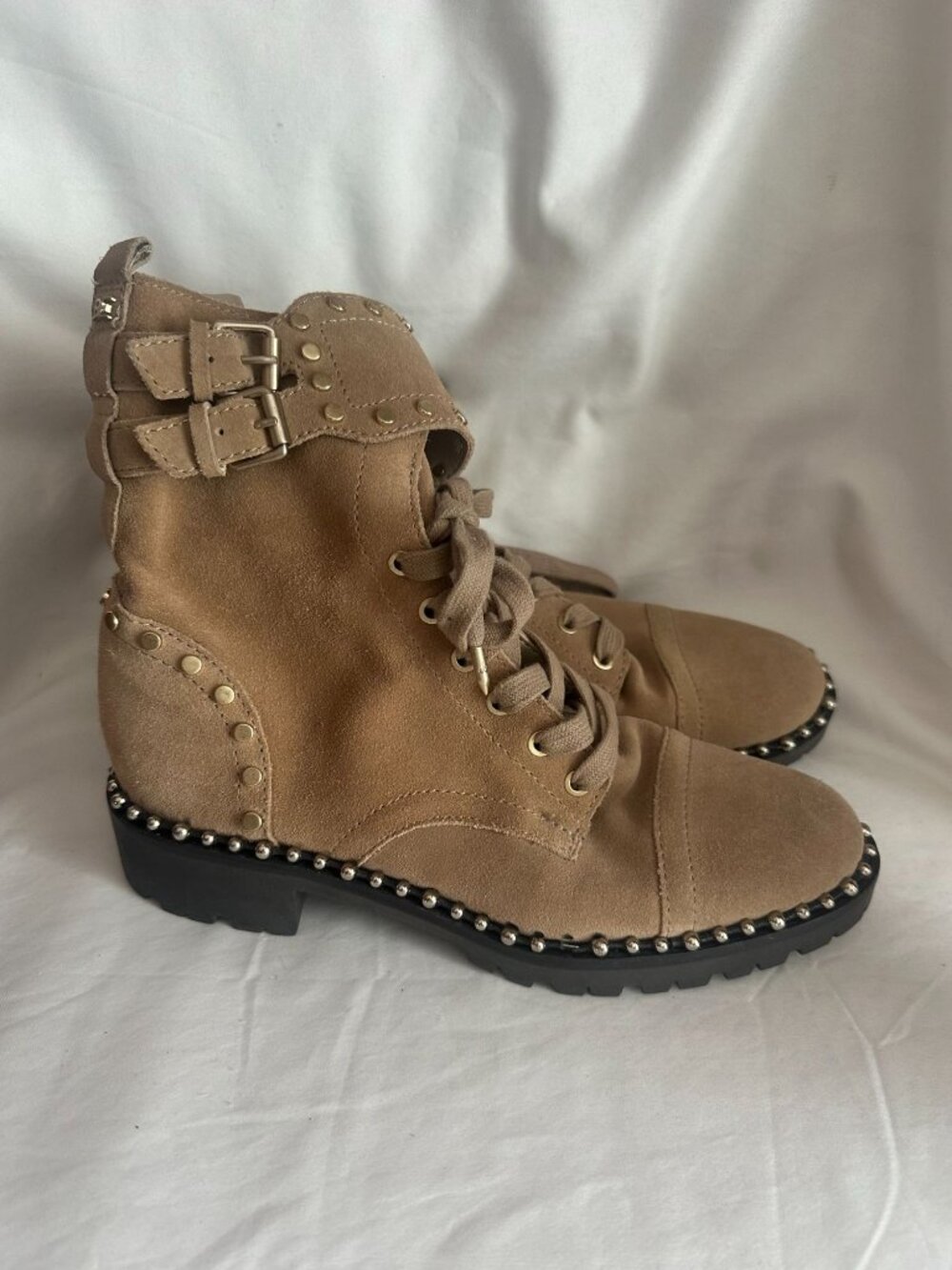 Sam Edelman Jennifer Studded Suede Combat Boots Size 7